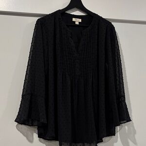 Style & Co. Black Textured Blouse